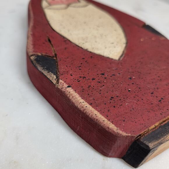 VTG Wooden Carved Santa Figure 6.5" Handpainted Christmas Folk Art Signed '91 - Picture 8 of 12